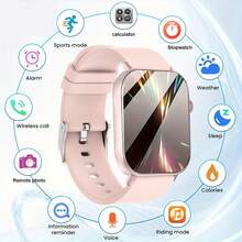 1 Stück Unisex quadratische Smartwatch für Sport mit Anrufen, Nachrichten, Schrittzähler, Wecker, Wetter, mehrere Sportmodi, anpassbares Zifferblatt, wasserdicht für den täglichen Gebrauch - Schwarz - Übersicht 16