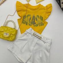 Girls' Outfit Set: Brazil Blouse, Shorts, World Cup Look - Blusa amarilla - Ver 1