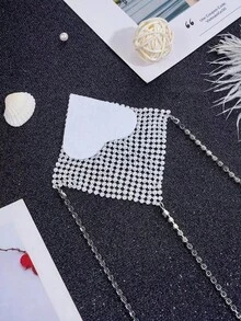 1pair Rhinestone Detail Nipple Cover For Rave - 銀色 - 查看 2