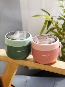 600ml Portable Oatmeal Yogurt Cup, PP Material Food Storage Container With Lid, Spoon And Silicone Handle, Breakfast Cup, Food Container, Lunch Bag, Oatmeal Cup Lunch Bag, Leak-Proof Food Container, Suitable For Home, School, Office, Travel, Back To School, Outdoor Picnic, Suitable For Holding Fruit, Pudding, Yogurt, Salad, Cereal, Milk And Soup - Multicolor - View 17