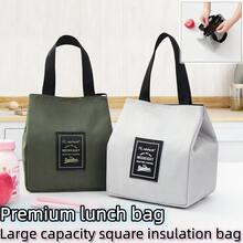 1pc/2pcs Large Capacity Insulated Lunch Bag, Oxford Cloth Picnic Bag, Square Insulated Lunch Tote Handbag. Thick Reusable Food Storage Container With Utensil Pouch, Portable Lunch Box Bag For Work, Camping, Travel, Office, School And Beach. - Multicolor - View 2