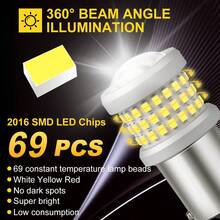 TOAUTO 2 bóng đèn LED ô tô 20W 3000LM Canbus 144SMD BA15S BAU15S BAY15D 3156 3157 7440 7443 dùng cho đèn xi nhan trước sau, đèn phanh, điện áp 12V, màu trắng, đỏ, vàng. - A - Xem 3