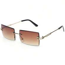 1 paire lunettes de mode sans monture avec dégradé, convient pour l'extérieur et les voyages, style universitaire, idéal pour la rentrée scolaire, monture rectangulaire - Multicolore - Voir 8