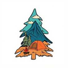 Vinyl Mountain Tree Decal, Adventure Camping Landscape Sticker With Tent And Trails, Matte Finish, Irregular Shape, Single Use, Plastic Surface Applicable, Self-Adhesive Mounting, Front Placement Option - A - View 8