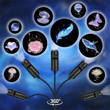 1Set USB LED Whale Spotlight - Set Of 3/6/10 Designs, Rotates 360°, Powered By USB, Whale, Rose, Butterfly, Cloud-Shaped Ect, Perfect For Valentine'S Day, Birthday Gift, USB Lamp, Car Decoration, Computer Gadget, Night Light For Bedroom - Black - View 9