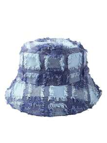 Nuevo sombrero de cubo versátil y personalizado, marca de moda japonesa de primavera/verano, ropa de calle que favorece el rostro pequeño, ideal para vacaciones y festivales - Gran celosía - Ver 11