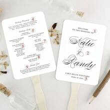 1/10/30pcs Customized Wedding Paper Fans, Personalized Printed Ceremony Fans With Wooden Sticks (Ribbon Not Included), Minimalist Boho Style, White/Black Fans - Multicolor - View 15