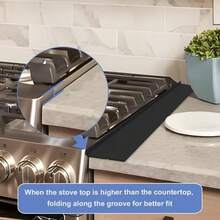 1pc Silicone Stove Gap Filler, Flexible Sealing Strip Fits 21-25 Inch Gaps Between Countertop And Stovetop, Easy To Clean Black Kitchen Protective Strip To Prevent Spills And Keep Countertop Clean - View 4