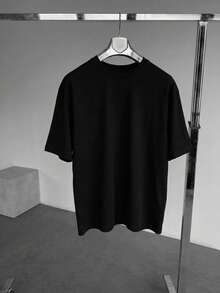 FRACTYR Men's Casual Street Fashion Loose Fit Round Neck Graphic Tee, Summer - Black - View 4