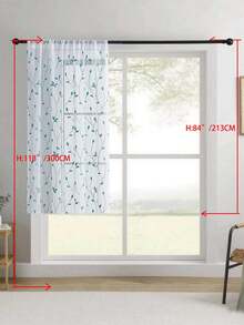 1pc Embroidered Sheer Curtain Panel, Floral Pattern, Rod Pocket Design, UV Protection, Breathable, Transparent, Polyester Material, No Lining, Suitable For Living Room, Bedroom, Dining Room - Blue - View 26
