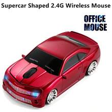 1 pieza Ratón inalámbrico con forma de coche único, ratón inalámbrico de estilo de coche retro mini, ratón inalámbrico ergonómico para juegos de 1600 DPI, ratón de oficina inalámbrico de 2.4 GHz con luces de coche, incluye receptor USB, funciona con 2 pilas AAA (no incluidas), apto para PC, portátil, tableta, gran regalo - Multicolor - Ver 16