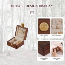 Travel Jewelry Case Wood Small Jewelry Box For Women Wood Jewelry Organizer Storage Holder For Earrings Rings Necklaces Velvet Wooden Jewelry Box With Lock - 堅果棕色 - 查看 5