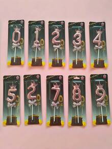 1件創意皇冠蝴蝶結數字生日蠟燭，生日蛋糕裝飾插飾，多種數字組合，多色可選，因光線與顯示原因，實際商品可能存在輕微色差 - 玫瑰金色 - 查看 5