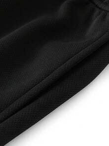 Pantalones cortos casuales estilo baloncesto para hombre con cordón, diseño de ribete de color contrastante - Blanco y Negro - Ver 6