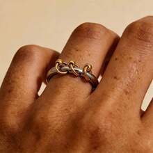 VKHK 1pc 18K Gold Plated Stainless Steel Ring, Suitable For Women's Daily And Party Wear, Gift - Creative Rings - View 8