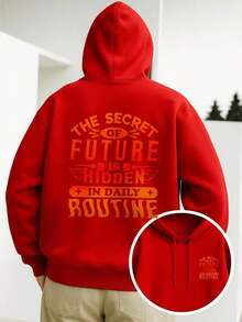 Graphic Hoodie Men Cotton Long Sleeve Tops With Secret Of Future Is Hidden In Daily Routine Print Comfortable Streetwear Fall And Four - Seasons Wear Essentials Hoodie Hoodie Women Sweatshirts Women Hoodies Men's Hoodie Sweatshirts Men Essentials Fear - 紅色 - 查看 5