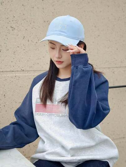 1pc Letter Embroidery Solid Color Soft Top Baseball Cap