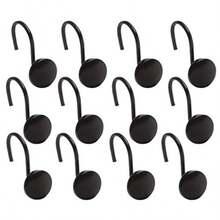 Shower Curtain Hooks - Matte Black- Set Of 12 Hooks Shower Curtain Shower Curtain Rings Hooks Rust Proof Shower Curtain Hooks Bathroom Shower Hooks For Curtain Bathroom Entials - Màu đen mờ - Xem 1