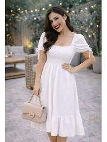 VESTIDO LARGO TIPO CAMPESINO CON MANGA MOD. ALY - Blanco - Ver 3