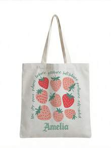 1 buah Tas Tote Kanvas Kustom, Cetak Foto/Nama/Pemandangan/Ilustrasi yang Dipersonalisasi, Tas Bahu Ringan Kapasitas Besar, Perlengkapan Penting untuk Kembali ke Sekolah - MultiWarna - View 3