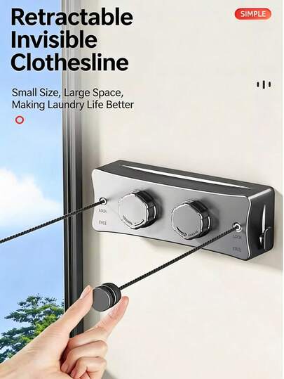 Retractable Clothesline, Indoor & Outdoor Non-Sagging Drying Rope, Heavy Duty Retractable Laundry Drying Rope, Wall-Mounted Stainless Steel Material