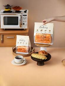 Túi giấy Kraft tái sử dụng cỡ nhỏ/vừa/lớn có cửa sổ trong suốt và khóa kim loại, kín khí, thích hợp cho bánh mì sourdough tự làm, bánh mì tròn, bánh ngọt và đóng gói thực phẩm bán lẻ. - Nhiều màu - Xem 2