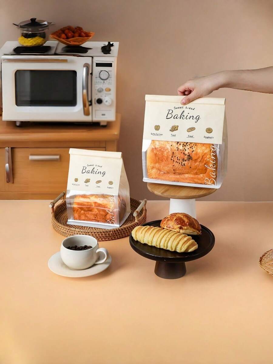 Túi giấy Kraft tái sử dụng cỡ nhỏ/vừa/lớn có cửa sổ trong suốt và khóa kim loại, kín khí, thích hợp cho bánh mì sourdough tự làm, bánh mì tròn, bánh ngọt và đóng gói thực phẩm bán lẻ.