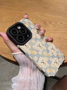 1个时尚蓝白格子星星和小狗图案竖款仿皮纹理防刮软手机壳，适合作为生日/节日礼物送给朋友、家人、情侣，适用于 17/ 17 Air/ 17 Pro/ 17 Pro Max/ 16/ 16 Plus/ 16 Pro/ 16 Pro Max/ 15/ 15 Plus/ 15 Pro - 彩色 - 查看 5