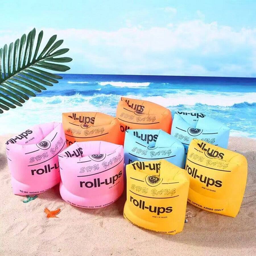 1对充气臂圈，夏季泳池派对手臂漂浮物，臂套，双气室游泳臂圈，适合各种体重范围 - 多色 - 查看 1