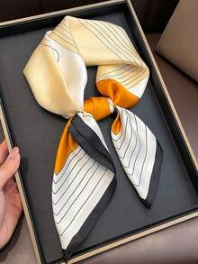 1pc 70cm Bandana Floral Print Faux Silk Scarf, Headband, Neckerchief - Multicolor - View 11