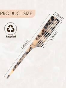 简约大理石纹理醋酸纤维素长柄尖尾梳，高端豹纹发梳，防静电，温和护发，易于梳理头发，美发造型工具 - 彩色 - 查看 5