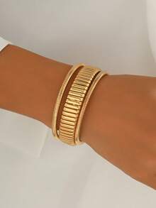 1pc Exaggerated Spiral Bangle Bracelet, Luxurious Design For Women - Geometry - View 7