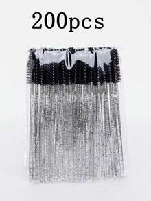 一次性睫毛刷/睫毛膏刷/眉刷/螺旋刷，水晶手柄迷你化妆工具，适用于睫毛嫁接和眉毛造型，50/100/500支装 - 黑色 - 查看 12