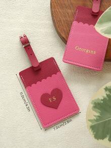 1pc Customized Dual-Color Shell Shaped Luggage Tag Personalized Initials Gold Foil Printing Privacy Name Card Handmade Vintage Vibes - Multicolor - View 5