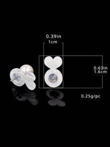 32pcs/Box White Heart Shaped Silicone Ear Plugs, Hypoallergenic & Adjustable, Suitable For Preventing Ear Lobe Damage, DIY Earring Backs And Heavy Earrings, 4pcs/Bag Optional - Heart-shaped Earplugs - View 4