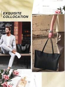 NEWHEY Medium Size Handbag, Shoulder Bag, Tote Bag, Men's PU Leather Wallet With Top Handle, Suitable For Commuting And Shopping (Medium Size) - Multicolor - View 2