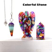 1 Set de Colgantes de Ángel de Siete Chakras de Piedras Preciosas Curativas Naturales, Amatista Espiritual, Juego de Artesanía de Yoga Reiki con Caja de Regalo para Sanación Espiritual - Conjunto de ángeles - Ver 6