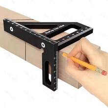 3D Multi-Angle Measuring Ruler, Aluminum Alloy Measuring Protractor, Woodworking Angle Ruler, 45/90 Degree Woodworking Marking Tool, Woodworking Measuring Tool, High Precision Layout Tool Suitable For Engineers And Carpenters, With Positioning Pin And Metric Scale - 1pc - View 6