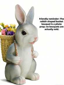 1pc Rabbit Shaped Planter Decor: 1 Resin Rabbit Planter With Basket, Suitable For Garden/Indoor Decor - Easter Spring Decor, Planter, Pool Decor, Wedding Decor, Home Decor, Party Decor, And Gift For Family And Friends - Multiple Styles - View 9