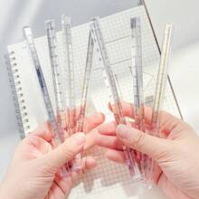 1 把圆形空心尺和 1 把透明三角尺，总长 15 厘米，适用于绘图、测量、比例尺，学校用品，学生和办公室适用。 - A - 查看 5