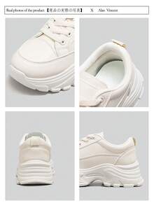 Alan Vincent[Thick Sole Heightening Series]New Women's Sneakers, Beige Color, Women's Thick Sole Shoes, 5cm Height Increase, Lightweight And Comfortable, New Casual Shoes, Can Be Freely Matched With Pants, Suitable For Parties, Beautiful And Cute, Elegant And Graceful - Beige - View 2