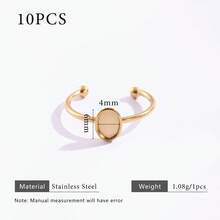 10 chiếc đế nhẫn điều chỉnh được bằng thép không gỉ mạ vàng 18K, phụ kiện tự làm trang sức, phù hợp cho nữ giới đeo hàng ngày. - Cài đặt vòng - Xem 41