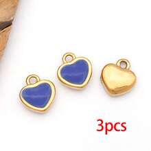 3个心形珐琅吊坠 不锈钢珐琅心形吊坠 迷你心形情人节吊坠 带环 DIY饰品制作手链 - 愛心 - 查看 17