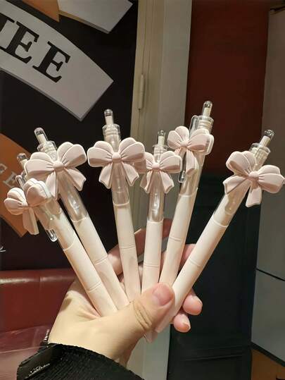 10支装蝴蝶结派对圆珠笔礼盒套装，可爱粉色时尚蝴蝶结系列按压式圆珠笔，派对礼品笔