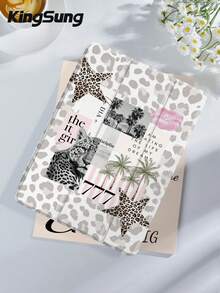 Kingsung Leopard Print & Palm Tree Collage Pattern Tablet Protective Case, Suitable For IPad 9.7/10.2/10.5/10.9/12.9 Inch/Pro 11 Inch, 10th Gen, Galaxy Tab S6 Lite 10.4 Inch, Kindle Paperwhite 12th Gen 2024, Kindle 11th Gen 2022, Kobo Clara Colour, Soft Shock-Proof, Smart Stand/Auto Wake/Sleep - Multicolor - View 2