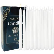 This Set Includes 24 Pcs Of 10-Inch Long Candle Sticks, Providing Elegant White, Orange And Pink Color Options. The Candles Are Designed For Reliable And Clean Burning, With Stable Flame And No Smoke Or Wax Dripping, Ensuring A Comfortable User Experience. With Classic Cone Shape, Each Candle Is 25.4 Cm (10 Inches) Tall And 2 Cm (0.8 Inches) In Diameter, Suitable For Most Standard Candle Holders. - 24Pcs - View 1