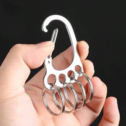 Stainless Steel Keychain In The Shape Of A Small Footprint, A Multi-Ring Personalized Anti-Loss Accessory For Car Keys
