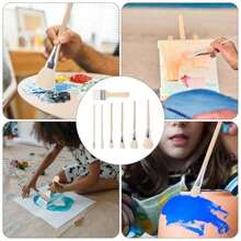 Juego de 7 piezas de brochas de cerámica con mango de madera, brochas para pintura artística, brochas para esmalte de cerámica, brochas de acuarela de cerámica, adecuadas para manualidades, pintura, estudiantes y aficionados - Conjuntos - Ver 8