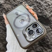 Phone Case - Luxurious Metal Camera Stand  Phone Case, Compatible with for  12, 13, 14, 15, 16 Plus Pro Promax, Wireless Charging Shockproof Back Cover /JSSXTCXK - Schwarz - Übersicht 4