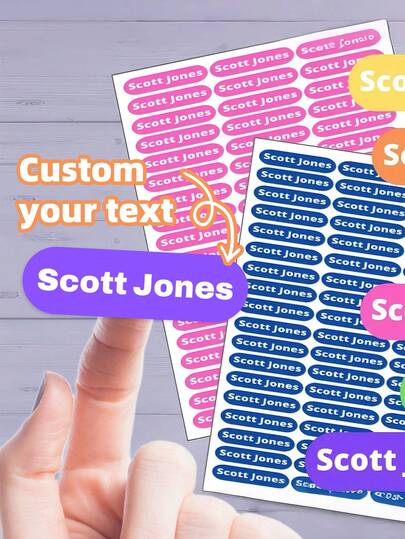 1-350pcs Customized Name Labels, Text Stickers, Transparent Waterproof Vinyl Name Tags - Transparent Waterproof Name Labels, Fun Quote Stickers To Decorate Diaries, Personalized Stickers Can Be Used As Name Tags For New Semester, Or Stick On Luggage And Gym Bags To Prevent Loss. Also Suitable For Lunch Boxes And Personal Items